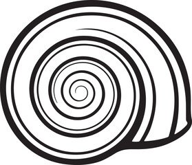 Naklejka premium Monochrome representation of a spiral nautilus shell with clean lines and a central vortex