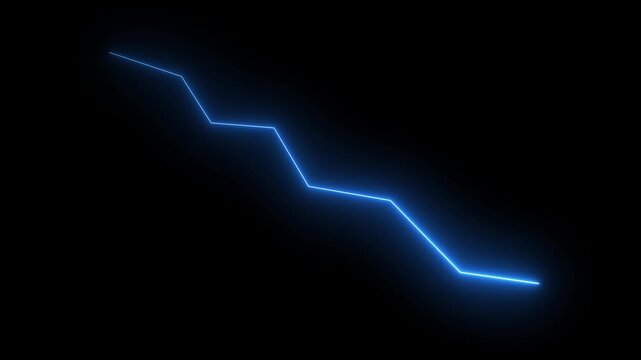 Neon Global business line animation. Abstract glowing neon line business graph growth arrow to down arrow. 4k video