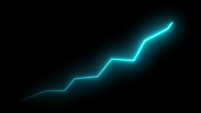 Glowing neon line market Recovery Concept. Successful growth trend red line graph going Up. Abstract neon line arrow business graph on dark background. 4k video