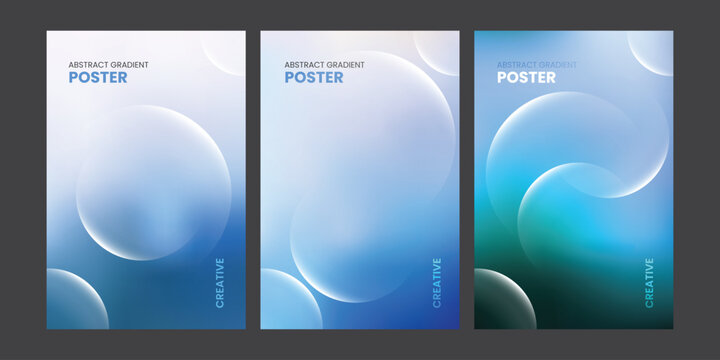 Modern Blue Abstract Gradient Fluid Poster Background with Soft 3D Curves
