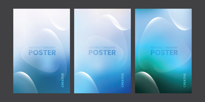 Modern Sky Blue Abstract Gradient Fluid Poster Background with Soft 3D Curves