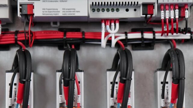 Connecting electrical modules using copper insulated electrical wires in the electrical switchboard. 