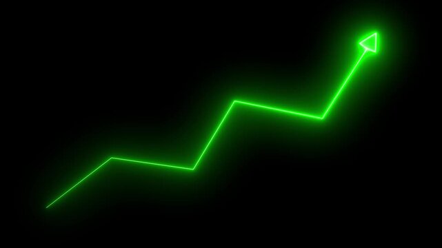 Abstract neon arrow growth , success concept. Profit growing icon animation. Growing business graph symbol .