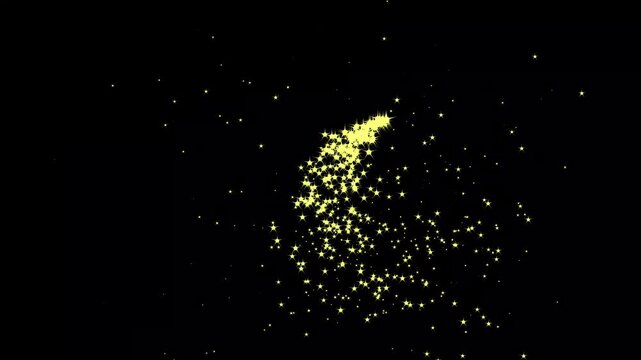 Luxury golden glitter sparkles trail,night magic dust, pixie dust path,glitter stars trail overlay,alpha magic sparkle glitter linenight star on black 4k video.