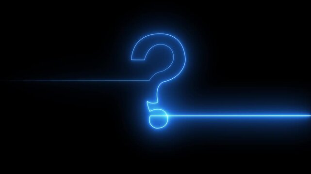 Neon glowing loop Question mark sign Question mark icon asking icon animation.4k resolution abstract advice. 4k video