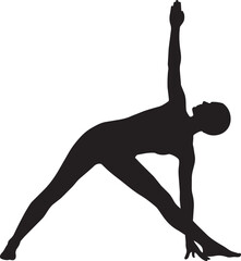 Fototapeta premium Black silhouette of a person exercising. Vector illustration isolated on a white background, perfect for fitness, healthy lifestyle, workout, gym, sports, training, logos, posters, and wellness design