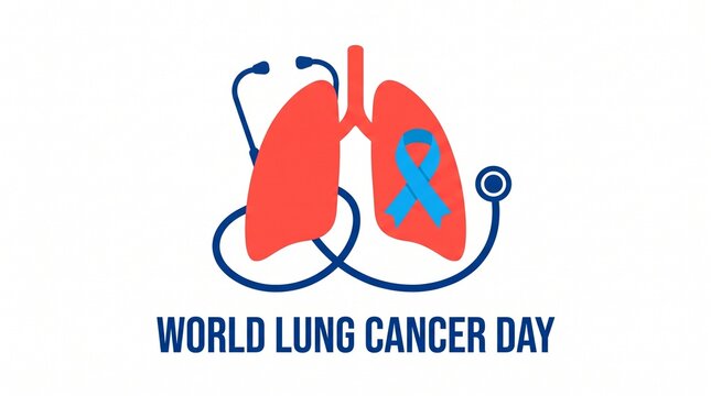World lung cancer day awareness logo with lungs