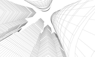 Fototapeta premium Architectural buildings in the city. Vector 3d illustration