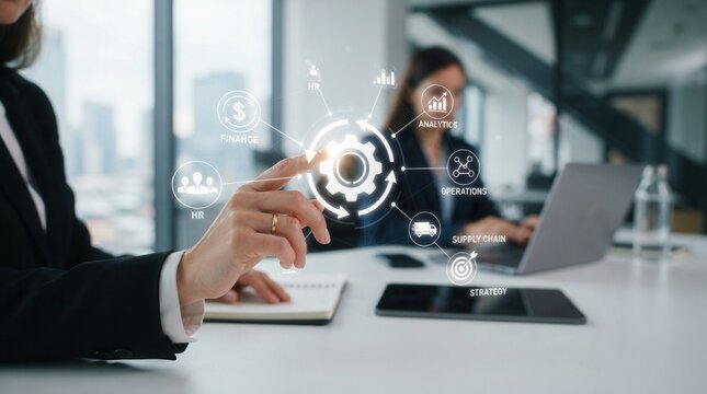 Business process automation and operations management system motif for integrating core functions.
