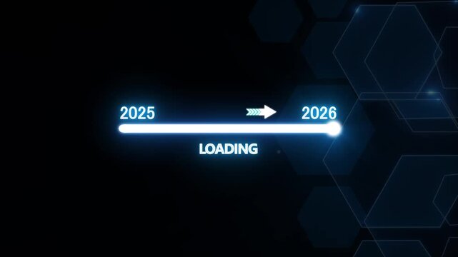 2025 to 2026 new year loading progress bar digital countdown animation for business planning and future technology concepts