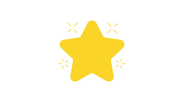 A minimalist yellow star icon with sparkling light effects. Perfect vector illustration for rating systems, favorites, achievements, web UI design, and digital interface decoration.