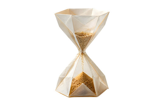 Origami Hourglass with Folded Paper Sand Grains Isolated on Transparent PNG
