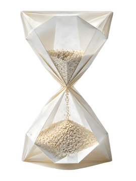 Origami Hourglass with Folded Paper Sand Grains Isolated on Transparent PNG