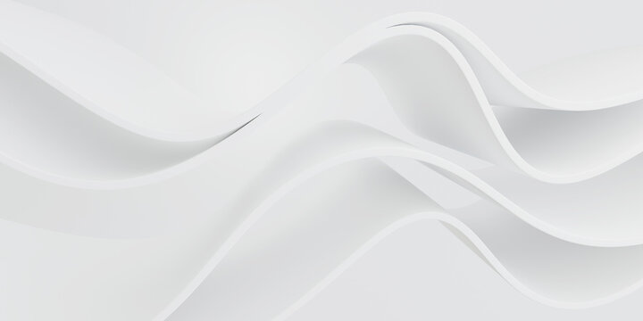 Modern white abstract background featuring smooth flowing wave curves and soft light shadows for futuristic design projects.