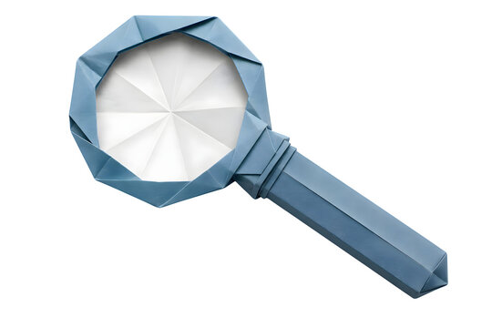 Folded Origami Magnifying Glass with Paper Lens Isolated on Transparent PNG