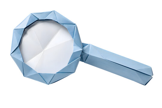 Folded Origami Magnifying Glass with Paper Lens Isolated on Transparent PNG