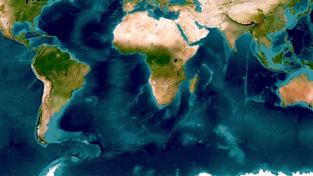 Antarctica Continent Shown On World Satellite Map