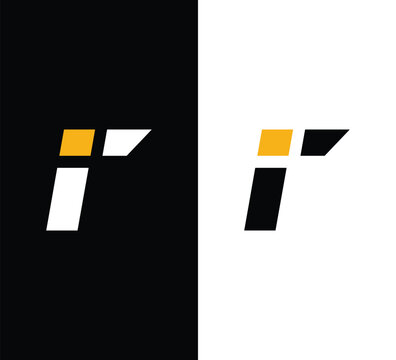 Letter it minimalist logotype design in black and yellow split screen
