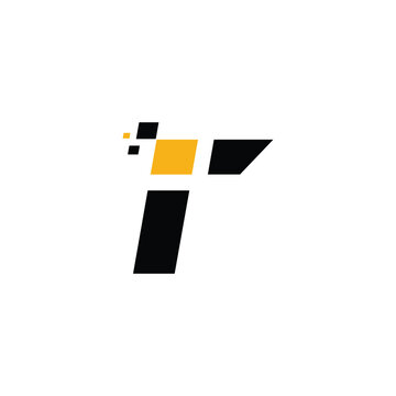 Abstract pixelated geometric logo concept featuring the letter it symbol