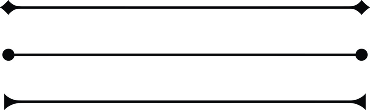 Three horizontal lines with different end caps on white background Keywords: line, horizontal, separator, divider, graphic