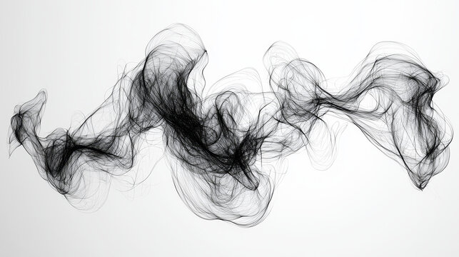 Delicate pencil line pattern forming abstract organic shapes, black swirling lines on white background, modern minimal art, dynamic movement, ethereal, creative design
