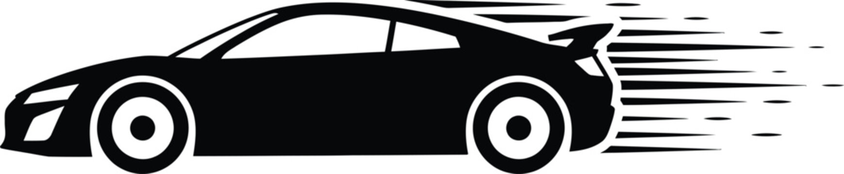 Dynamic black sports car moving with speed lines illustration