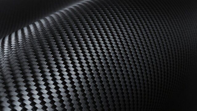 A close-up of a carbon fiber texture, showing its strength and lightweight properties with subtle reflections