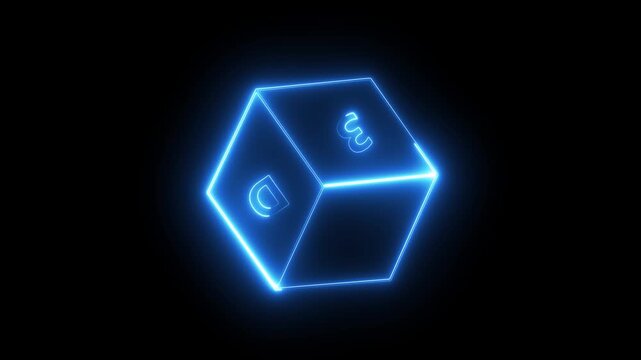 Neon educational cartoon box 3,D icon . Abstract background, neon line open box package delivery service icon. Animation for presentation box symbol .