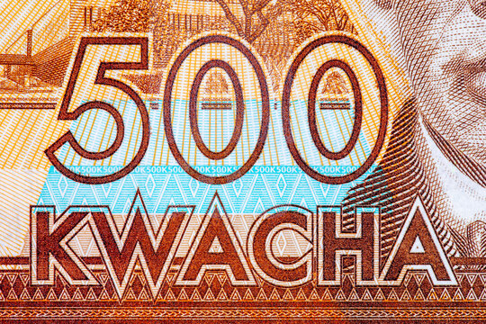 Malawi 500 Kwacha Banknote with fragment for designers. Money of Africa. Paper money of Malawi