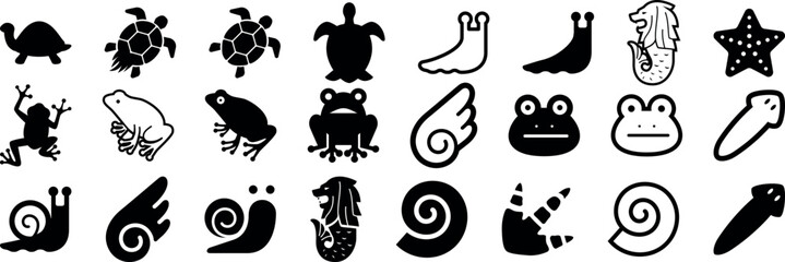 Animal Insect Icons Snail Frog Turtle Collection © Azmir Art