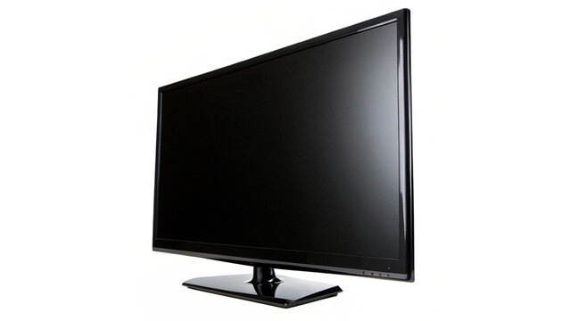 Sleek minimalist black flat computer lcd monitor device isolated on transparent background