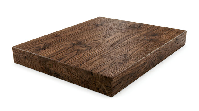 A rectangular block of dark aged wood with a rustic weathered texture