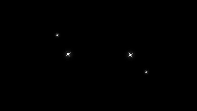 Sparkle effects with gentle camera movement across a dark background during a celebratory motion graphic sequence