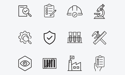 Fototapeta premium Inspection icon set. Contain icons related to Inspection, testing, quality control