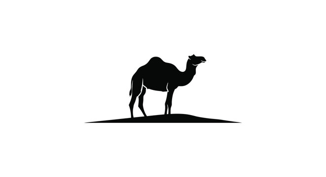 Camel Silhouette Against A White Background Minimalist Graphic Design