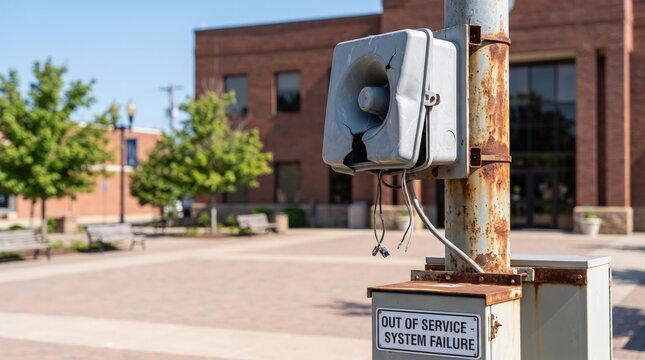 Emergency call box marked out of service, public safety disruption, infrastructure failure, communication outage, urban preparedness.