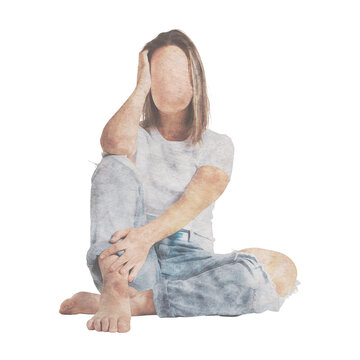 Feminine Beauty Fashion Lady Watercolor Clip Art Transparent Background