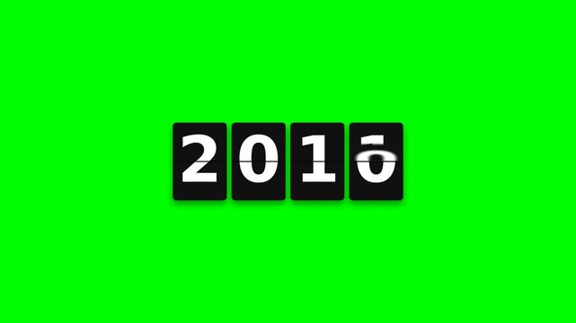 Motion of Changing Years 2000 2015 2026 on Green Background.