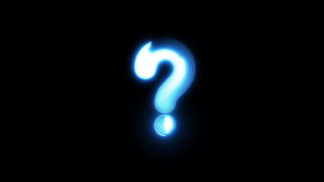 Question mark icon. problem sign. neon question mark icon animation on black background. interrogative sign education exam circle alphabet sign symbol on black background .