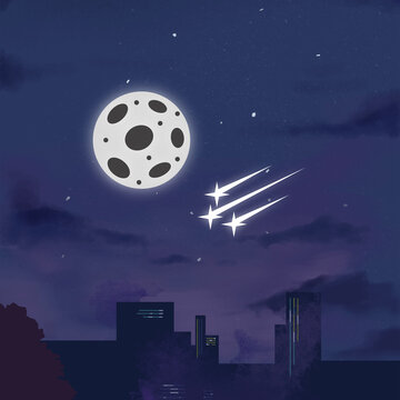 moonlight with falling star