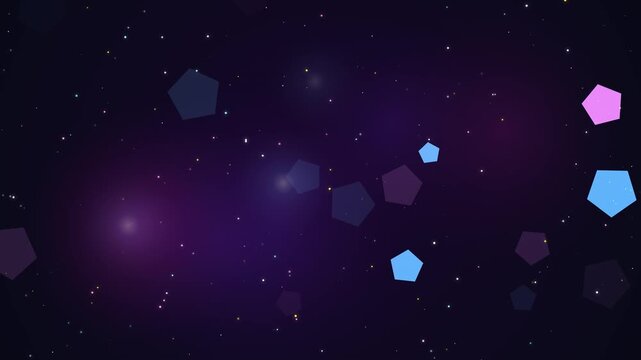 Abstract Space Background with Floating Geometric Pentagon Shapes