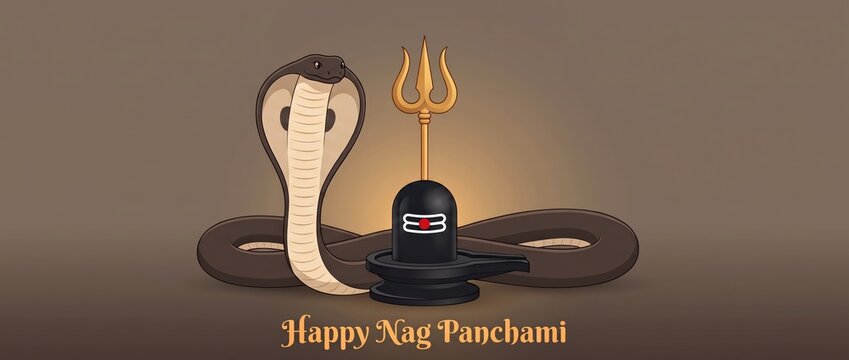Happy Nag Panchami greeting card illustration.
