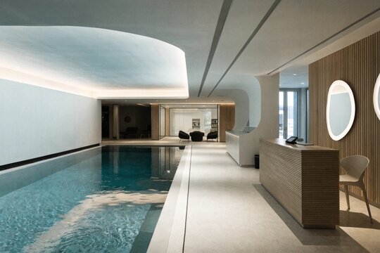 Interior of wellness modern spa centre with swimming pool