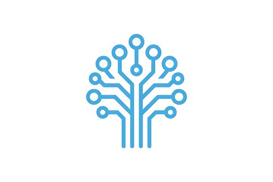 Blue tree network icon representing connectivity and growth high resolution picture