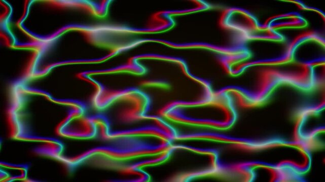 Abstract glowing liquid shapes shift seamlessly in a looping motion with vibrant neon colors against a black background.