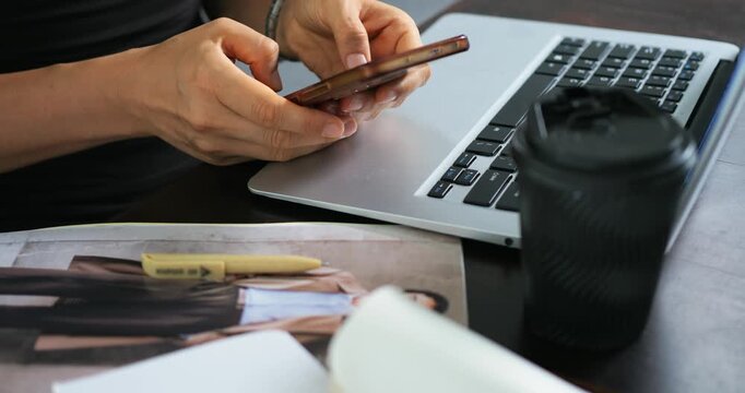 People scroll messages. Users leisurely browse through messages in calm coffee shop setting. People casually interacting with digital content while sitting comfortably in cozy coffee environment