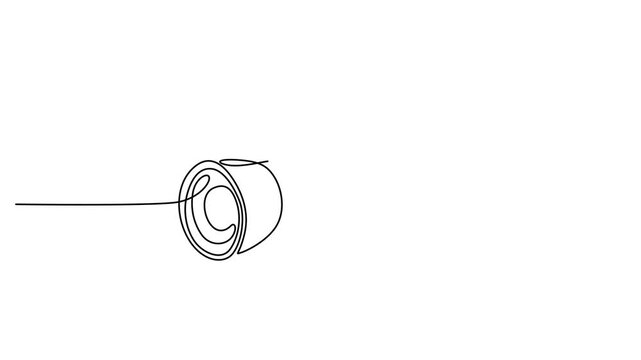 Minimalist continuous line drawing of a flashlight, simple black outline of a portable torch, modern hand drawn electric light vector 4k video