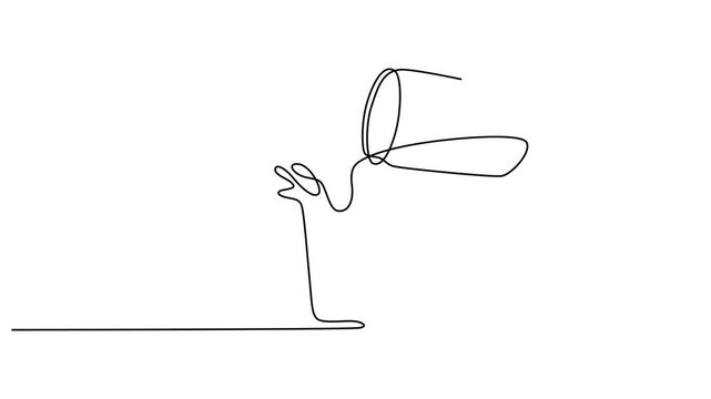Continuous line drawing of water pouring into glass, minimalist liquid splash vector art, simple outline of beverage being poured from pitcher 4k video