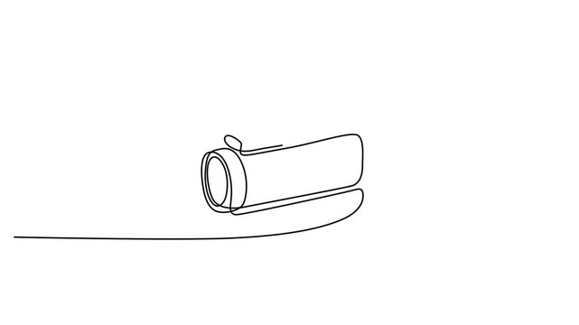 Minimalist continuous line drawing of a security camera, modern surveillance camera icon vector, sleek CCTV monitoring device outline 4k video