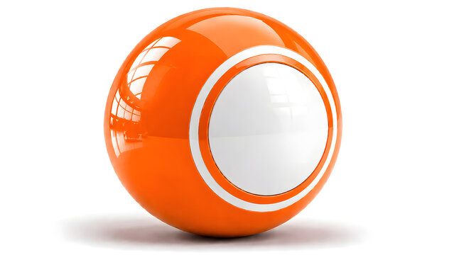 Close-up of an orange and white sports ball on a white background with close-up